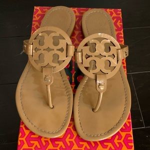 Tory Burch Miller Sandals Patent Sand